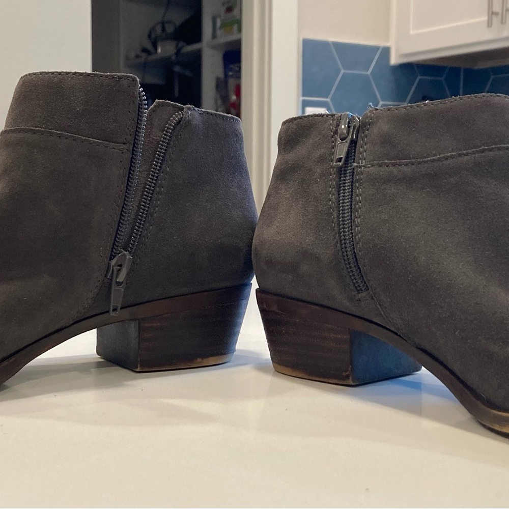 Lucky Brand Brintly 2 Booties-Charcoal Suede Ankle Booties—Never Worn, size 7.5